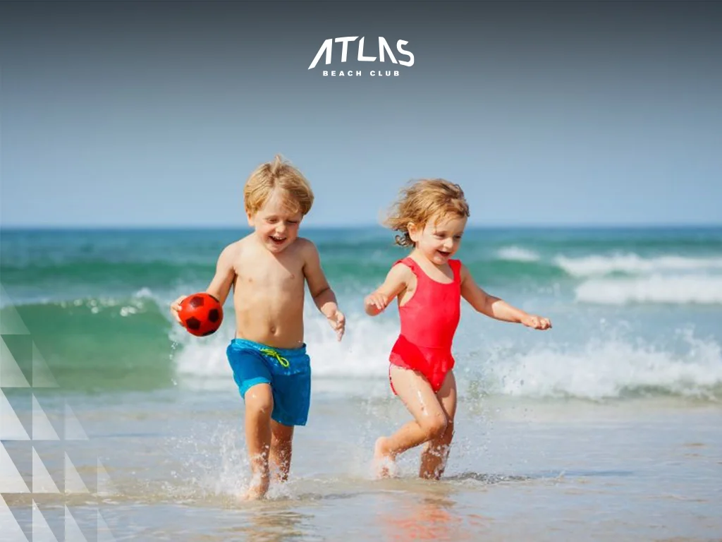 Child-safe swimming zones, lifeguard-supervised beaches, shaded family areas